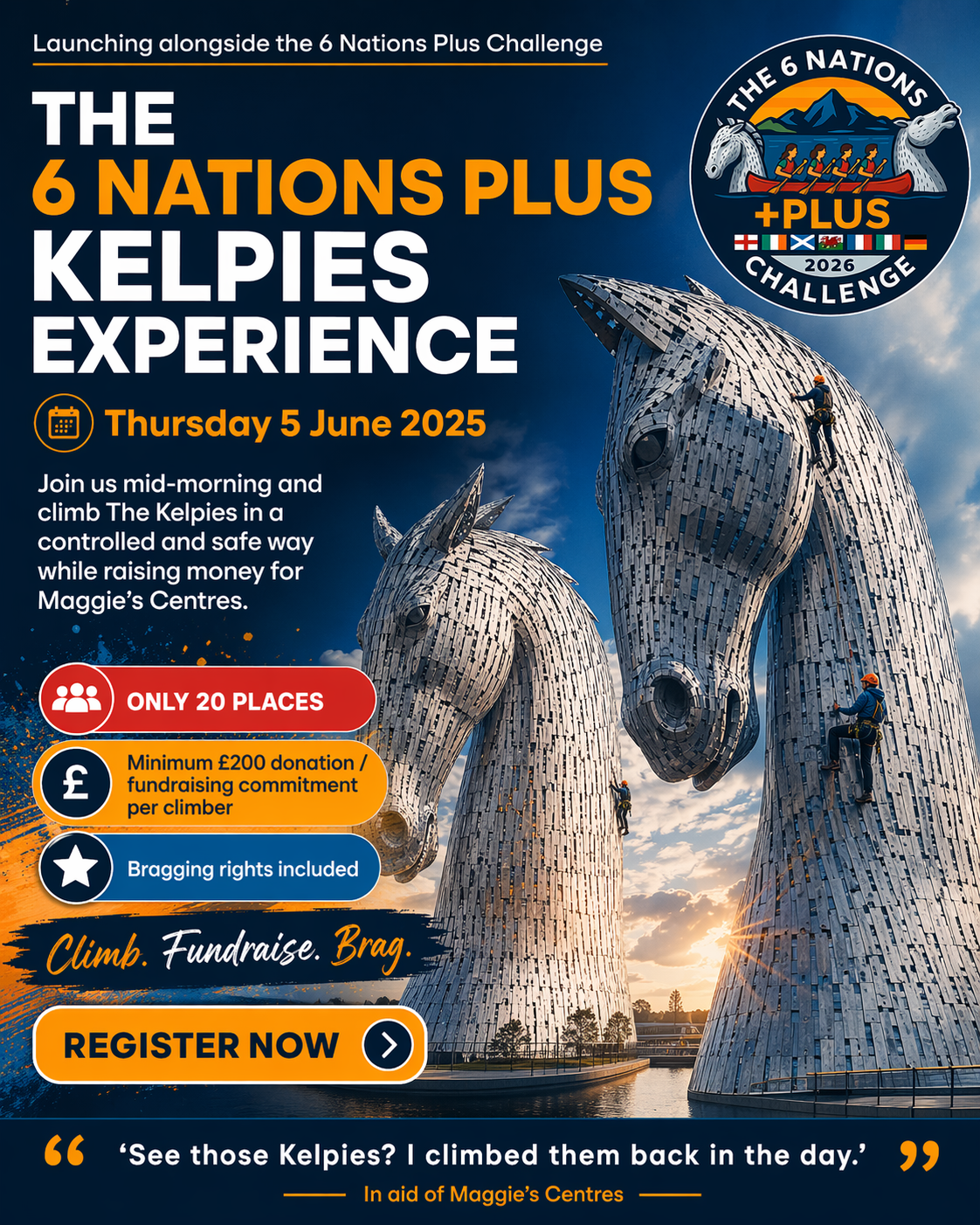Promotional poster for the 6 Nations Plus Kelpies Experience